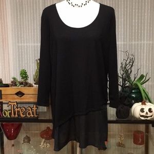 Ellen Tracy Jersey Knit Top w/Chiffon Hem L NWOT!
